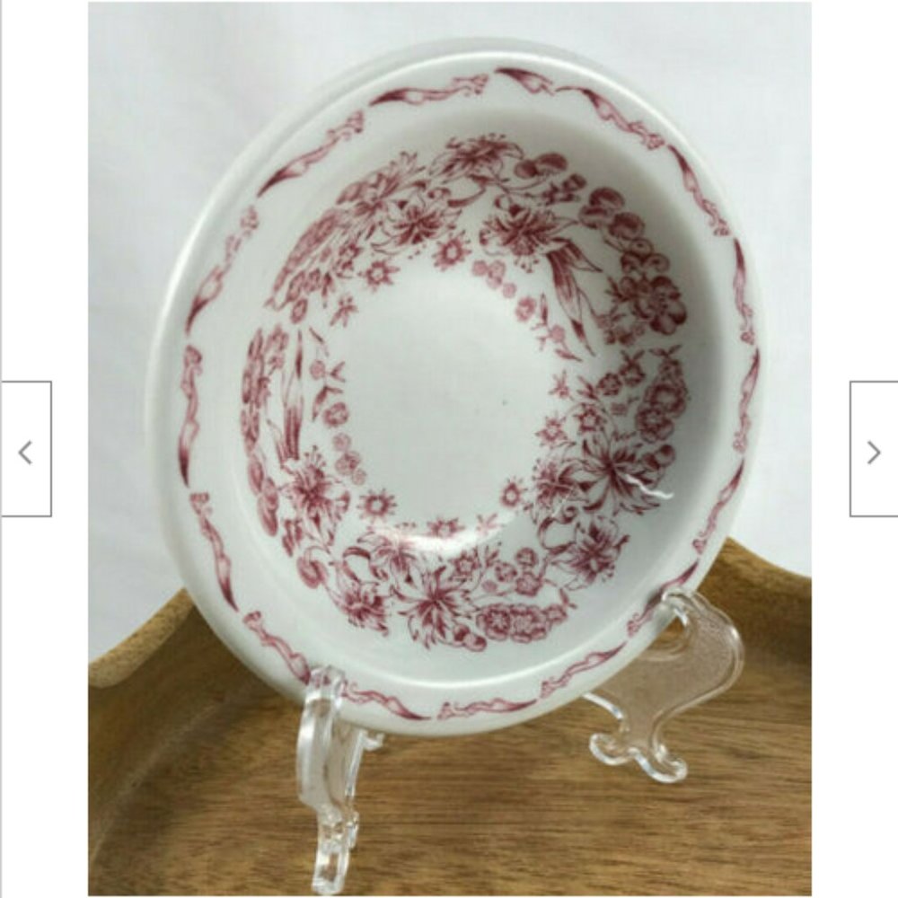 Narorim Bowl Mayer Restaurant Ware Vintage Delmar Red Floral Pattern Small 4.5"
